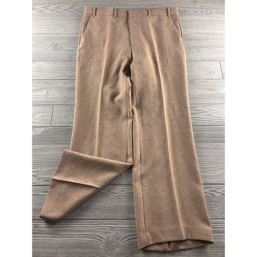 VTG Levis Action Slacks Men Tan Straight Leg Dress Pants 70s 80s Beige 36x31